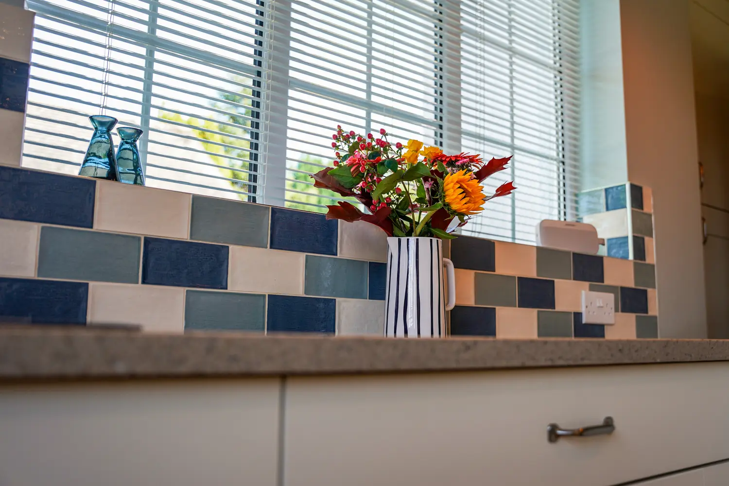 Painted Ivory and Steel Blue Kitchen