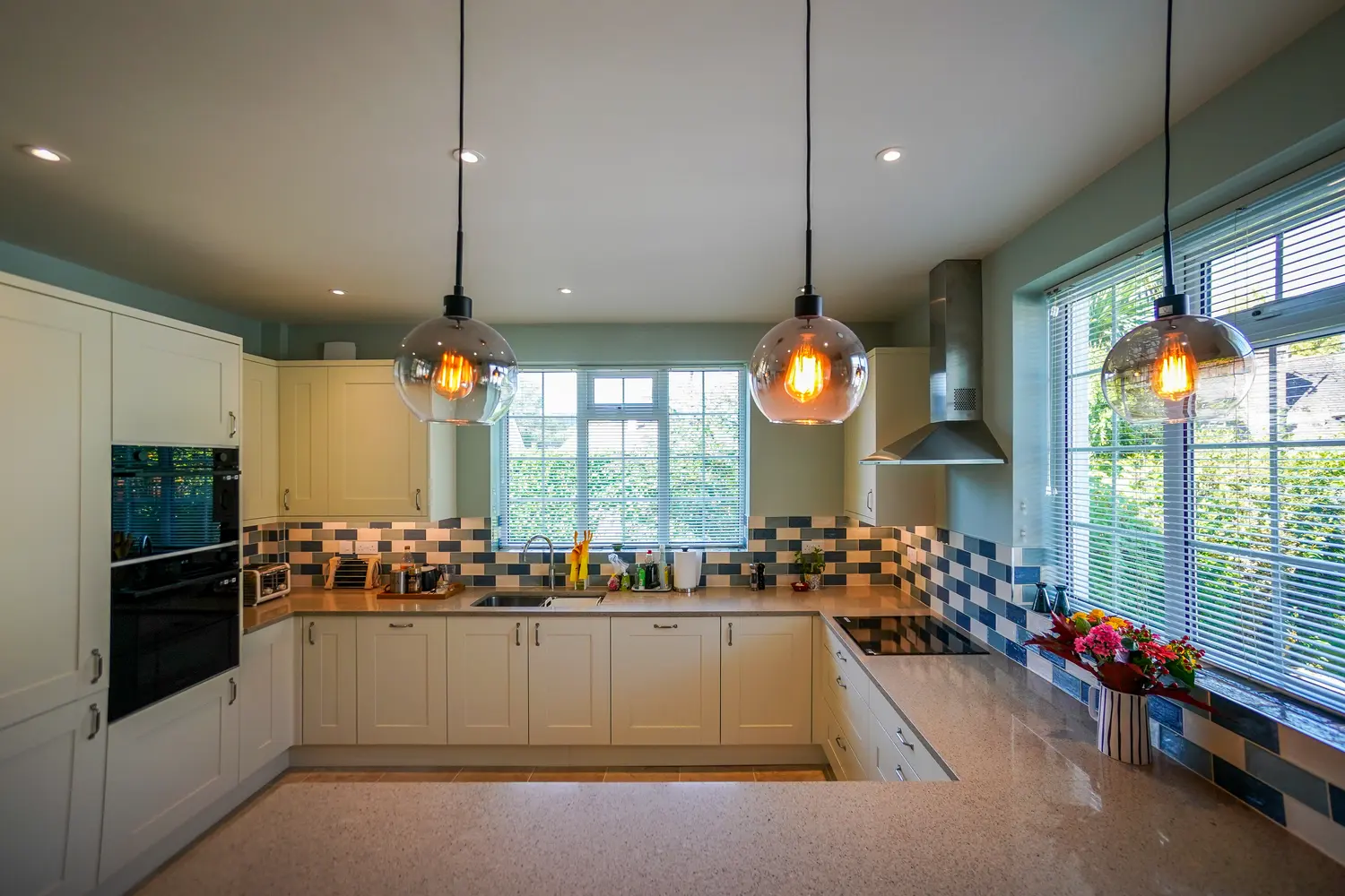 Painted Ivory and Steel Blue Kitchen