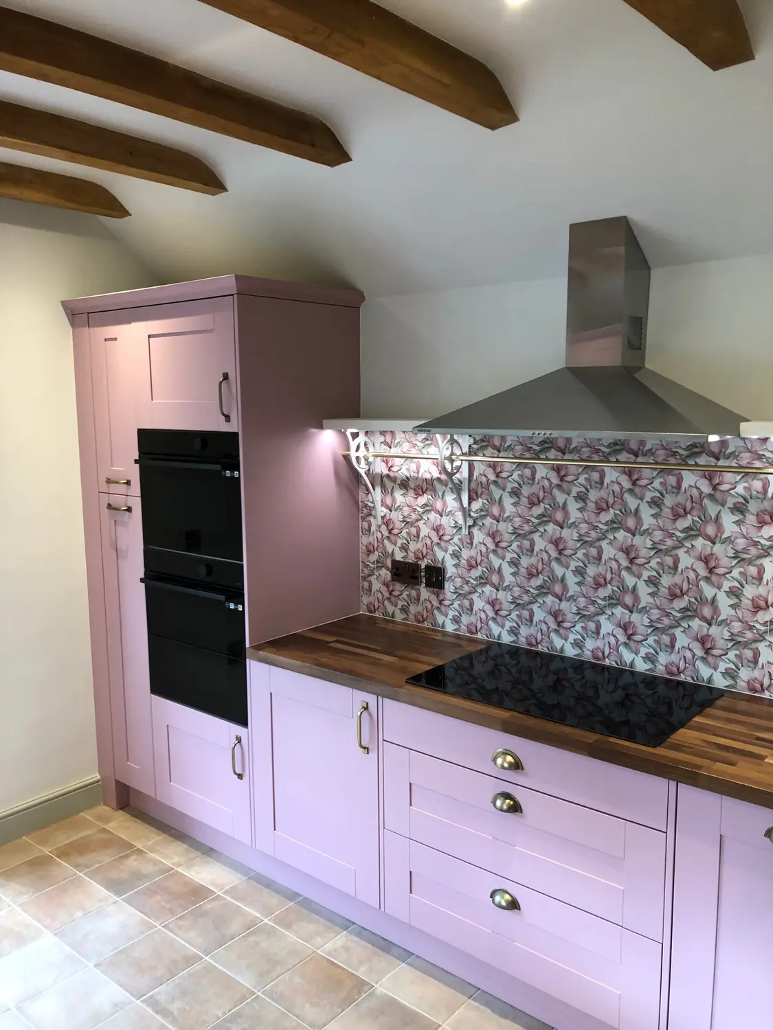 Pink Shaker Painted Kitchen