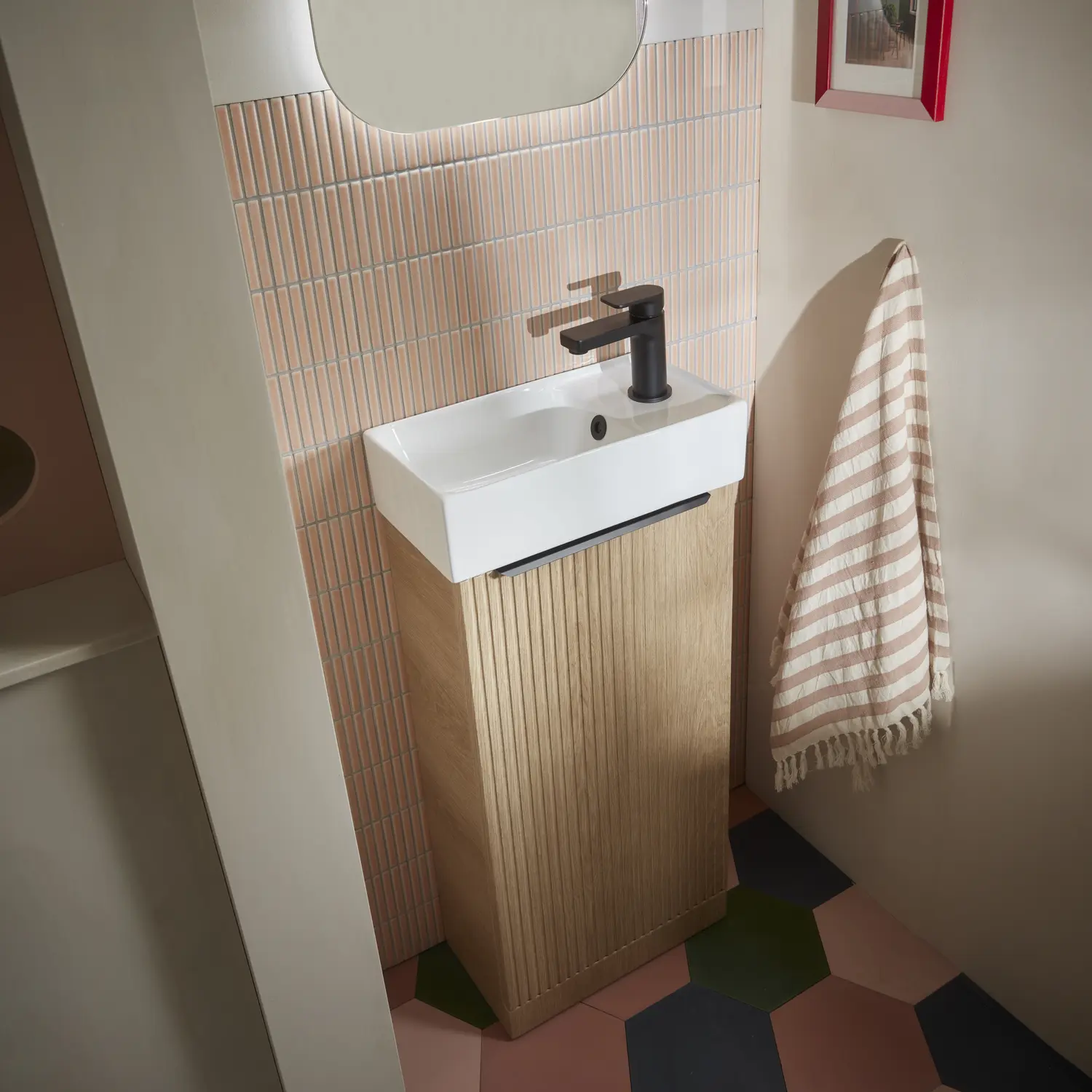 Alto Swiss Oak Fluted Cloakroom Iso Lifestyle