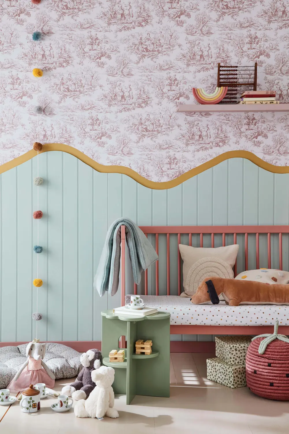 Lovers’ Toile – Blush,Light Peachblossom 3, Bassoon 336, Aquamarine - Mid 284 - 01