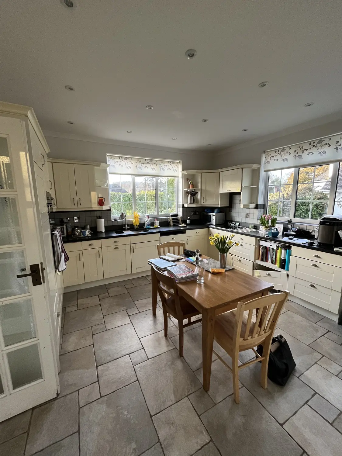 Painted Ivory and Steel Blue Kitchen