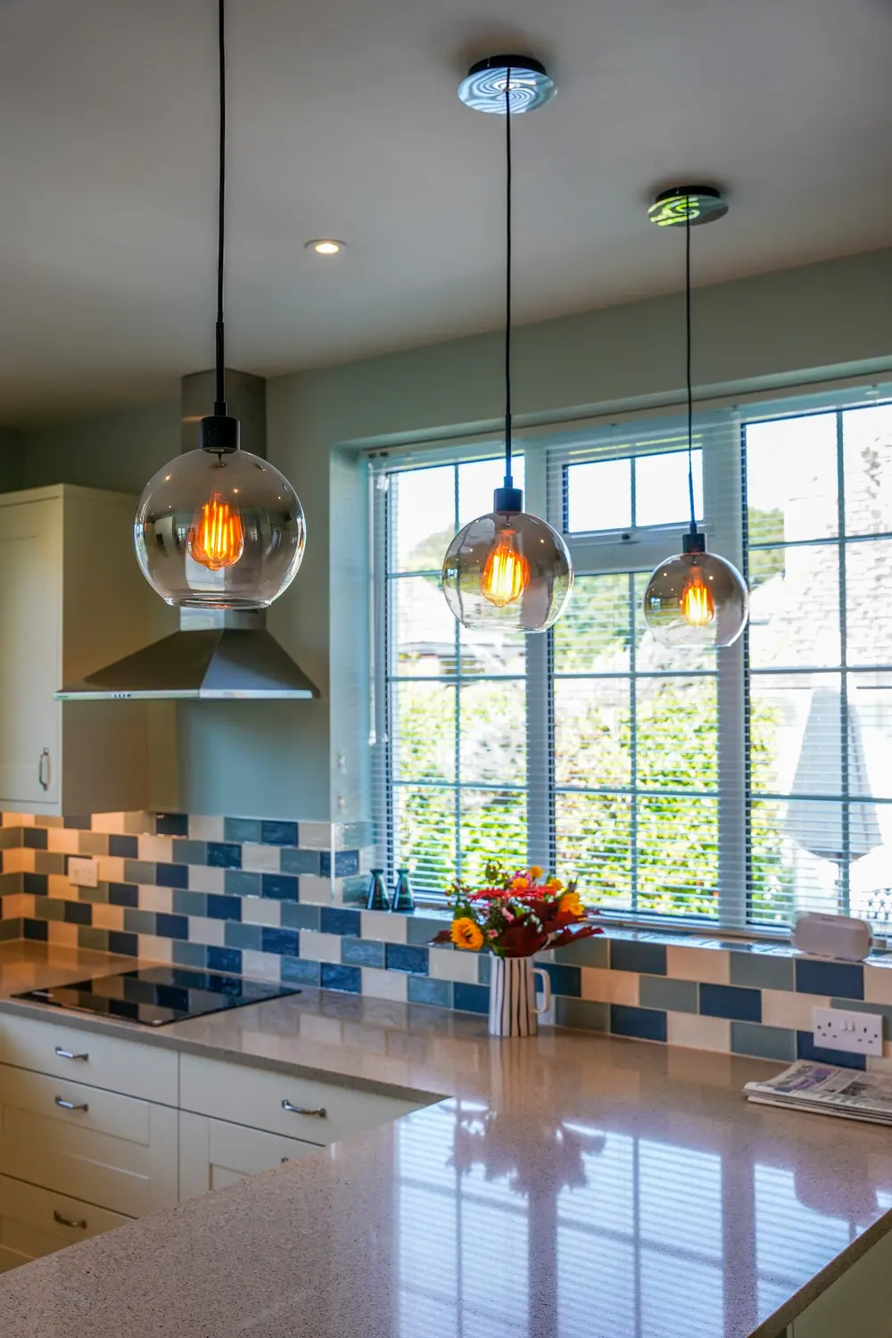 Painted Ivory and Steel Blue Kitchen