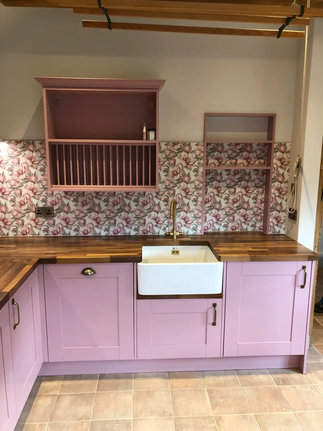 Pink Shaker Painted Kitchen