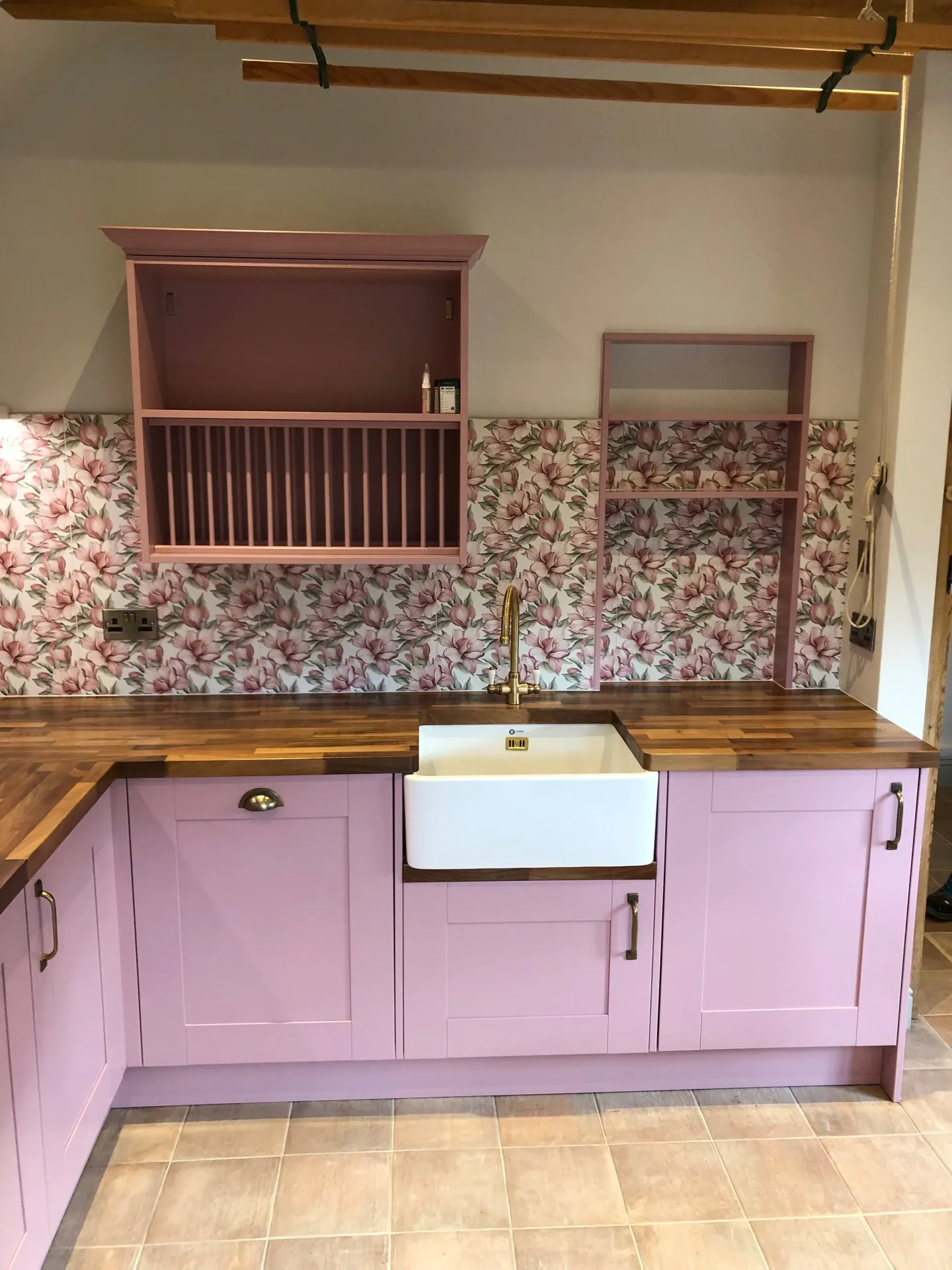 Pink Shaker Painted Kitchen