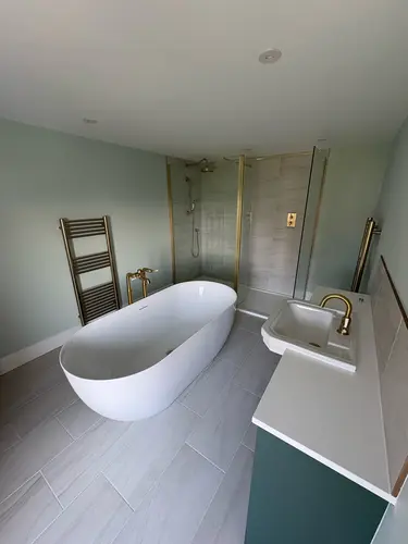 Freestanding Bath and Brass Bathroom